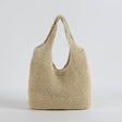 Handwoven Straw Tote  Natural Beige Beach Bag - Product showcase