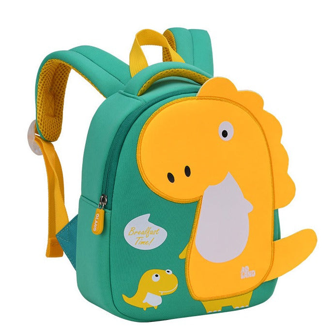 Kids Dinosaur Backpack  Navy Blue Red Safety Zipper Design - Detailed view
