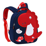 Kids Dinosaur Backpack  Navy Blue Red Safety Zipper Design - Product showcase