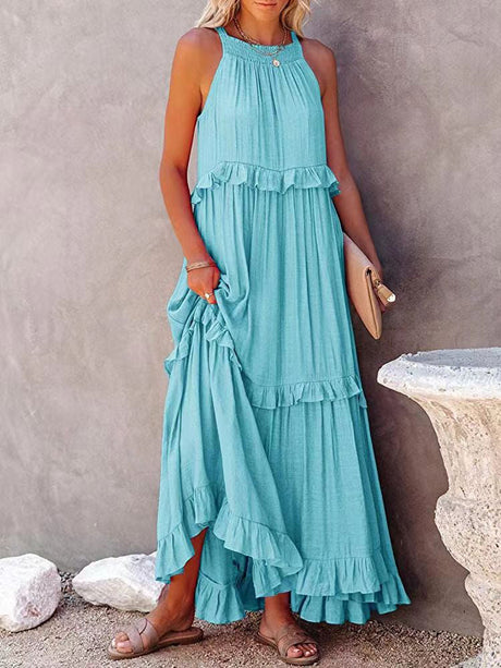 Bohemian Maxi Dress  Tiered Ruffle Cotton Design - Product detail 4
