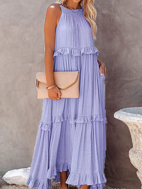 Bohemian Maxi Dress  Tiered Ruffle Cotton Design - Product detail 5