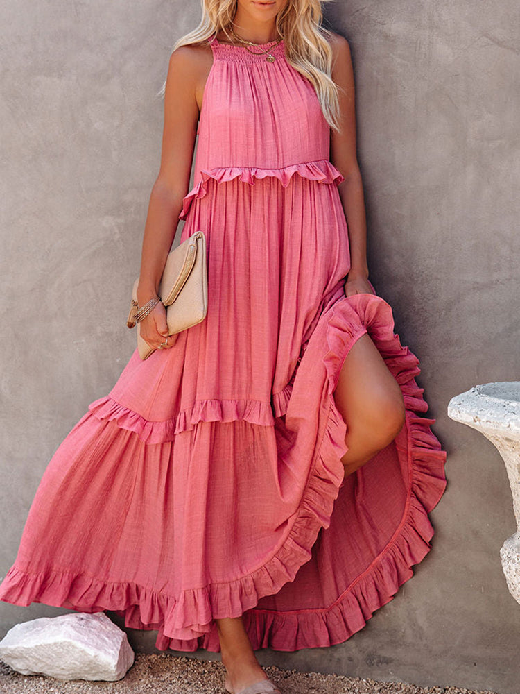 Bohemian Maxi Dress  Tiered Ruffle Cotton Design - Product detail 6
