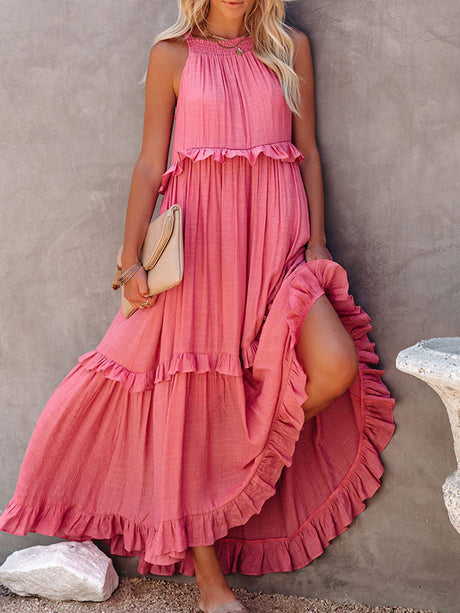 Bohemian Maxi Dress  Tiered Ruffle Cotton Design - Product detail 6