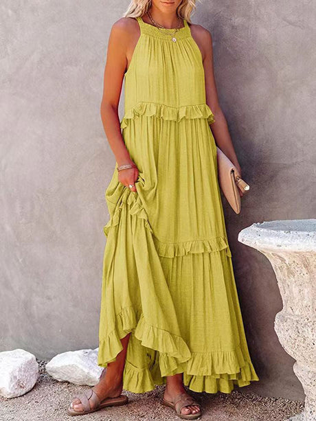 Bohemian Maxi Dress  Tiered Ruffle Cotton Design - Product detail 7