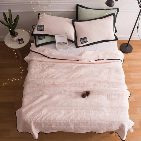 Cooling Bedding Set  Soft Cotton With Black Piping - Detailed view