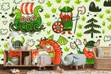 Nordic warriors wallpaper installation showcasing vibrant colors in a child's study area