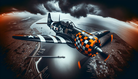 Vintage airplane wallpaper design file showing detailed military aircraft with dramatic sky background