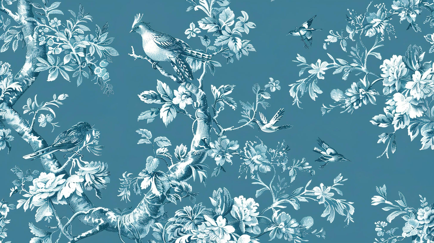 Bird and flower design file showing intricate silver details on blue background