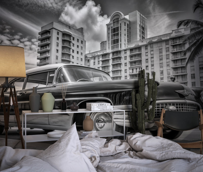 Vintage Miami wallpaper enhancing office meeting room with classic style