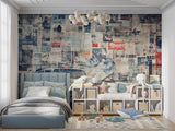 Retro automotive wallpaper bringing character to a teen bedroom with urban style