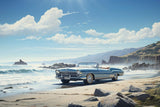 Classic blue convertible beach design file showing detailed pattern and rich colors