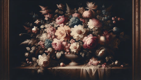 Vintage Floral Mural Wallpaper  Dark Classic Bouquet Design - Detailed wallpaper pattern view