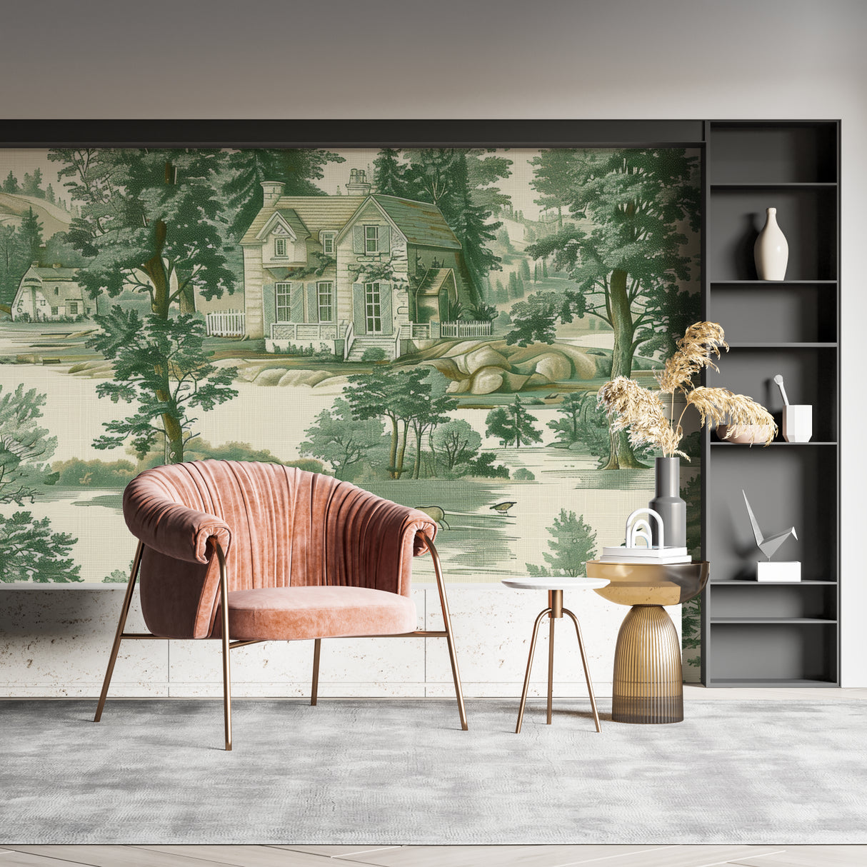 Vintage Estate Wallpaper adding character to a master bedroom