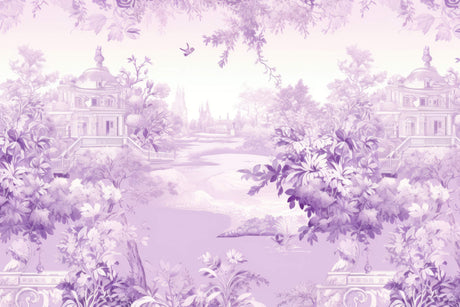 Purple garden paradise wallpaper design file showing intricate floral and architectural details