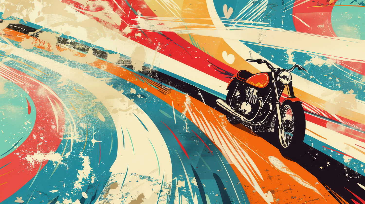 Street art motorcycle design file with vibrant color palette and urban elements