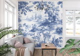 French Toile wallpaper bringing elegance to a reading nook