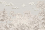 Mediterranean landscape wallpaper design file showing detailed line art and architectural elements