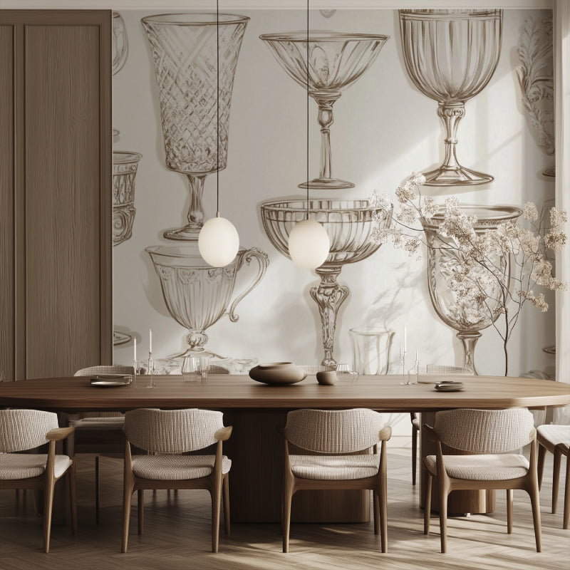 Vintage wallpaper with crystal design in a bright living room setting