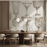 Vintage wallpaper with crystal design in a bright living room setting