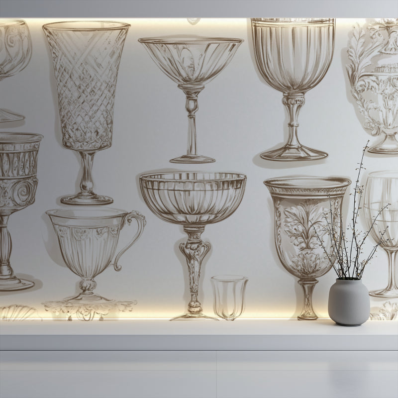 Elegant crystal pattern wallpaper in a modern dining space