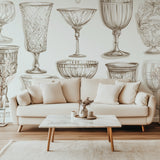 Crystal glassware wall mural adding style to a restaurant interior