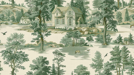Green Toile de Jouy design file showing detailed pastoral scene pattern