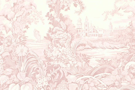 Pink Toile de Jouy pattern design file showing detailed pastoral scenes and architectural elements