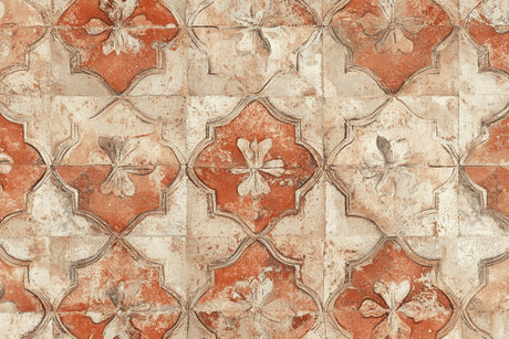 Terracotta floral tiles pattern design file showing intricate vintage details and warm earth tones