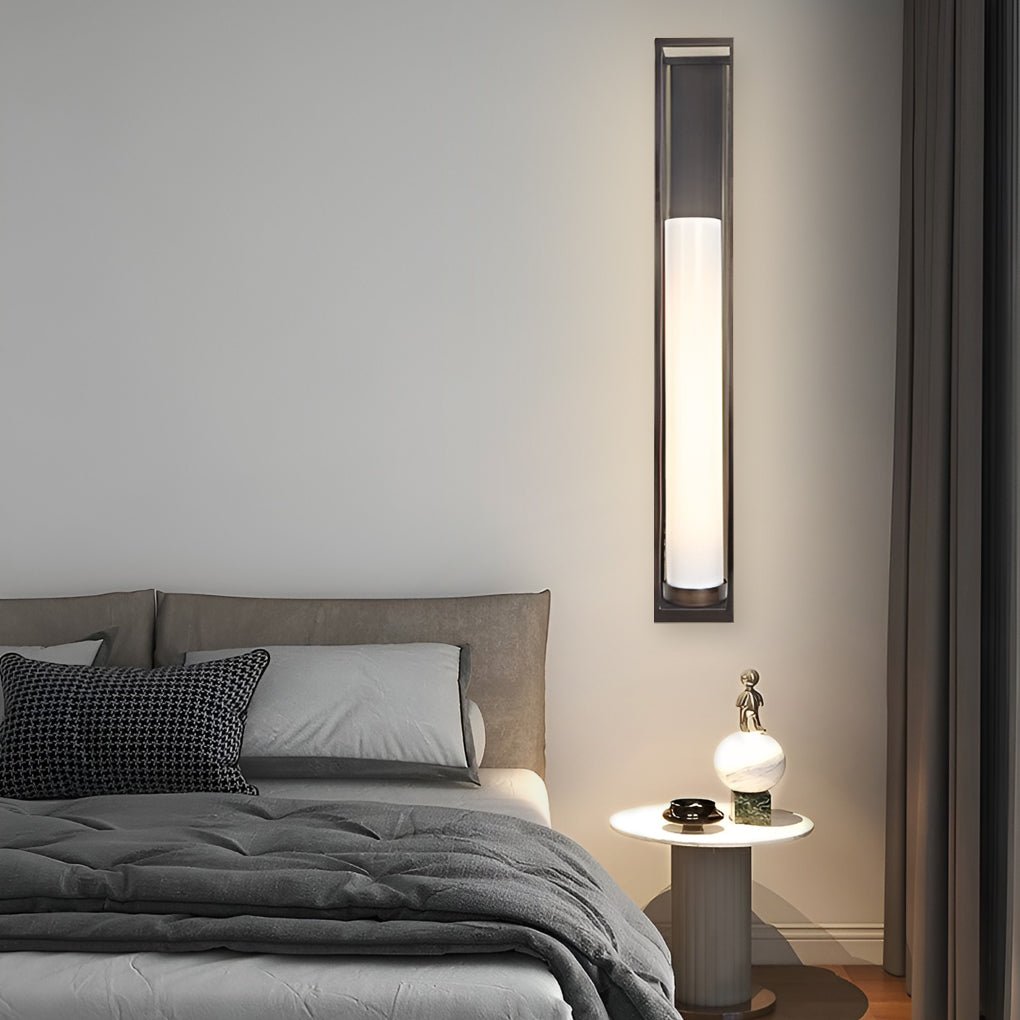 Modern Wall Sconce  Brushed Bronze Cylinder Frame - Detailed view