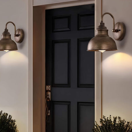 Industrial Outdoor Wall Light  Vintage Dome Sconce in Aged Bronze - Product detail 8