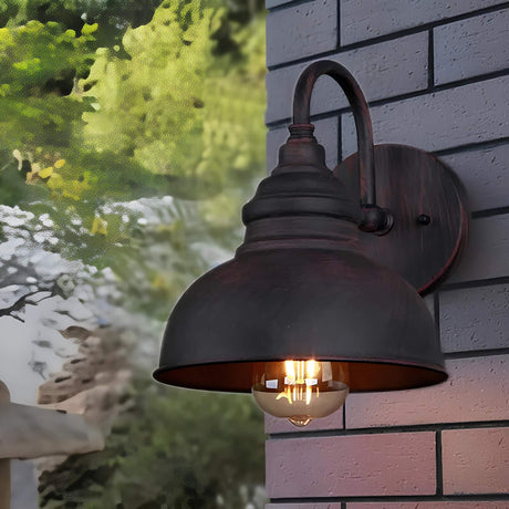 Industrial Outdoor Wall Light  Vintage Dome Sconce in Aged Bronze - Product detail 7