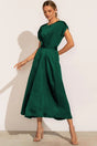 Satin Midi Dress  Elegant Layered Sleeve Design - Product detail 8