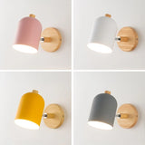 Scandinavian Wall Lamp  Wood Base Mint Shade - Detailed view