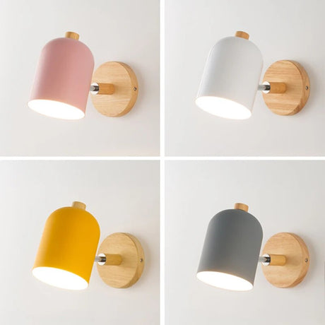 Scandinavian Wall Lamp  Wood Base Mint Shade - Detailed view