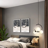 Modern LED Pendant Light  Black Curved Arms With Glass Globes - Product detail 4