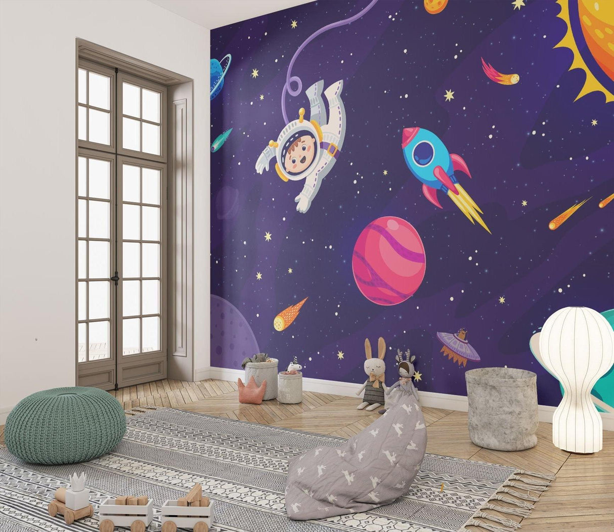 Space Mural Wallpaper | Astronaut Adventure with Planets