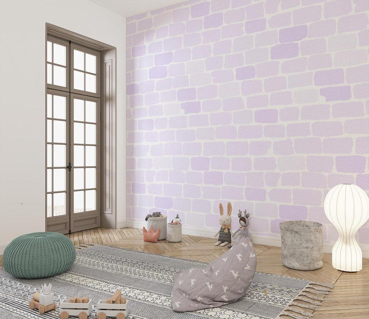 Brick Mural Wallpaper | Soft Lavender Pattern Design