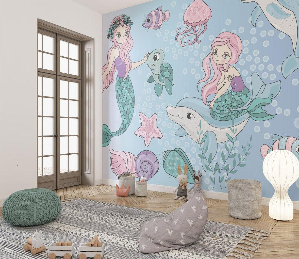 Mermaid Mural Wallpaper | Underwater Fantasy with Dolphins