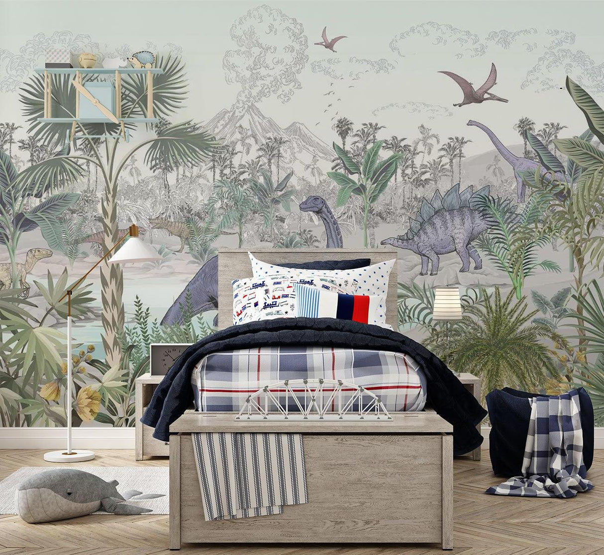 Dinosaur Mural Wallpaper | Prehistoric Jungle Paradise