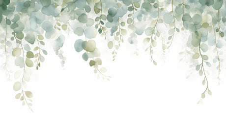 Botanical watercolor eucalyptus leaves design file showing delicate sage green and misty blue tones
