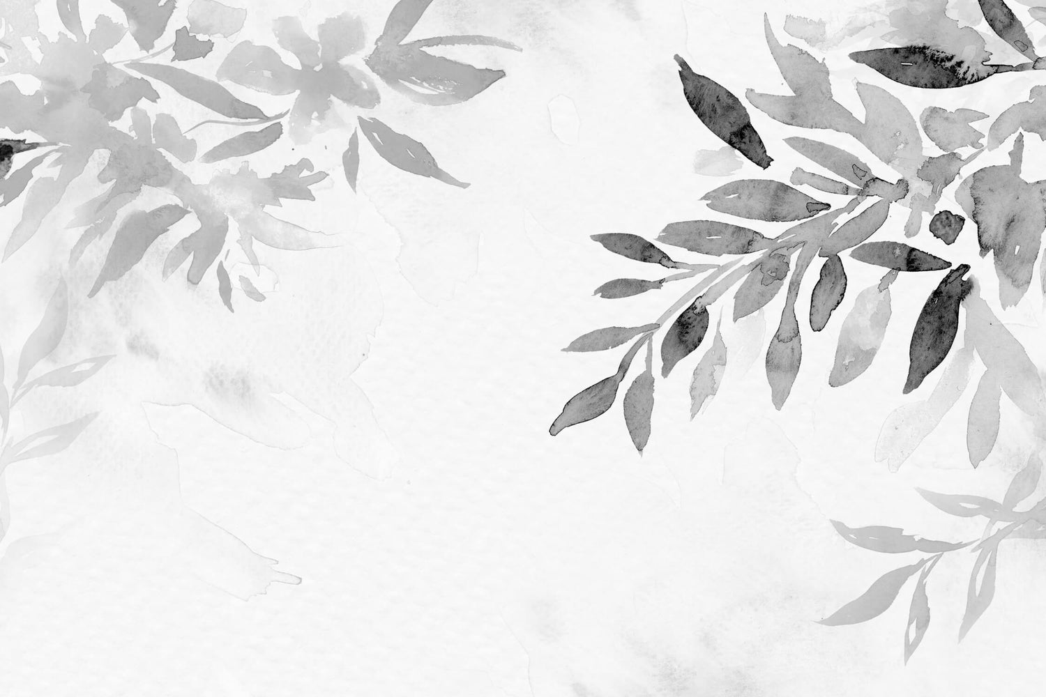 Design file showing detailed grey watercolor foliage pattern on white background