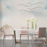 Nordic landscape mural enhancing minimalist entryway design
