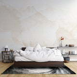 Abstract beige wallpaper adding sophistication to dining room setting