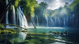 Waterfall wallpaper design file showing detailed misty forest paradise pattern