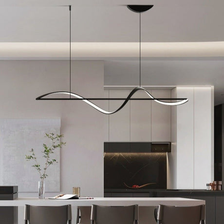 Modern LED Pendant Light  Wave Design Linear Suspension - Product detail 5