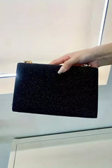 Evening Clutch Bag  Black Velvet Gold Handle Design - Product example