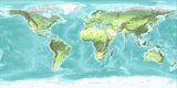 World Map Mural Wallpaper | Topographical Design in Turquoise and Green