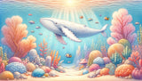 Ocean Mural Wallpaper  Whale and Coral Reef Paradise - Detailed wallpaper pattern view