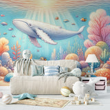 Ocean Mural Wallpaper  Whale and Coral Reef Paradise - Premium wallpaper design showcase