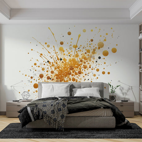 Abstract Mural Wallpaper  Gold Splash Design with Black Accents - Premium wallpaper design showcase